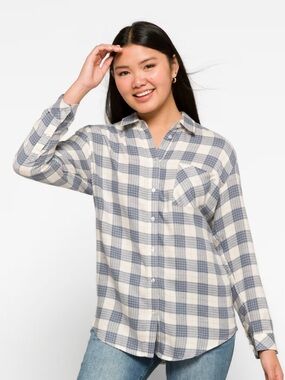 Market & Spruce Blue and white Plaid Button-Down